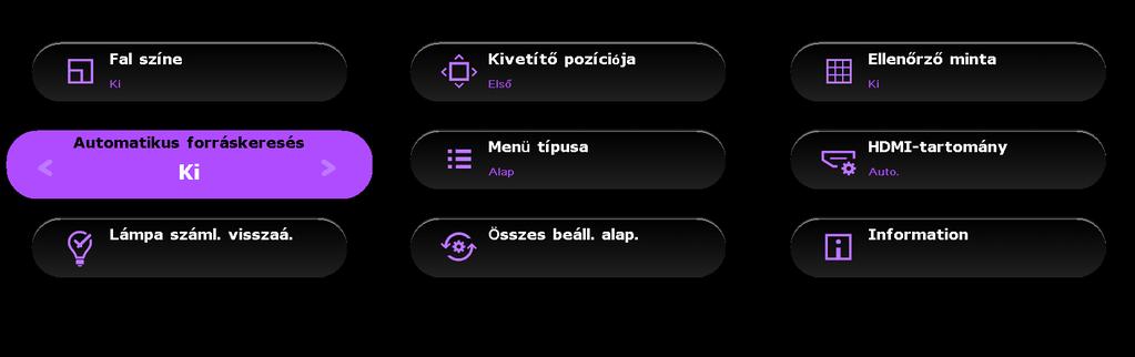 Kiemelés Menütétel Az alábbi példa az OSD-menü beállítását ismerteti az Alap menüben. 1. Nyomja meg az MENU gombot az OSD menü bekapcsolásához. 2.