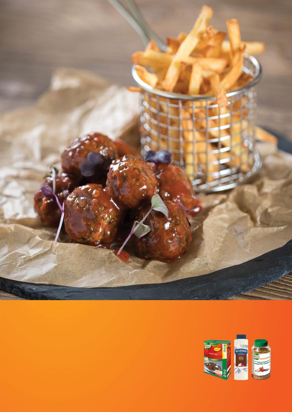 Fűszeres marhagolyók barbecue-mártással 1500 g marhaapróhús 20 g fokhagyma 120 g KNORR Prémium pác és fűszerkeverék Steakhez 250 g KNORR Vagdalt alap - Sószegény 0,4 l HELLMANN'S Barbecue szósz 792