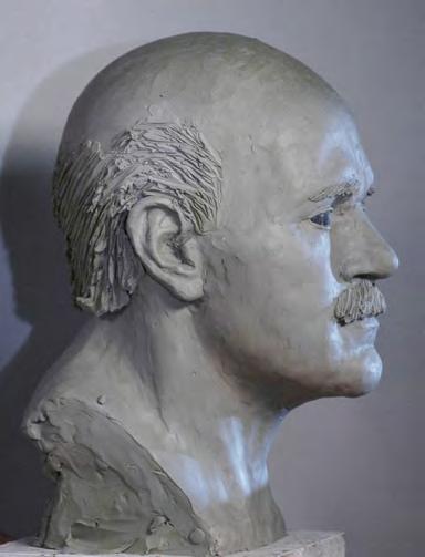Front view of the completed cranio facial reconstruction, with the hair and moustache applied subsequently after a photograph of Semmelweis (Photograph: András Balikó) 11. ábra.