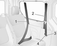 A biztonsági öv automatikusan felcsévélődik. A második üléssornál mindig használja a legelső biztonsági öveket 2, amelyek a hátsó utastérben helyezkednek el.