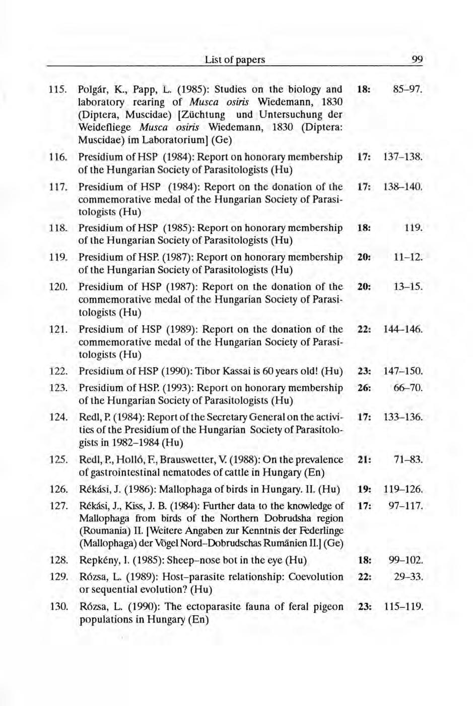 115. Polgár, K., Papp, L. (1985): Studies on the biology and 18: 85-97.