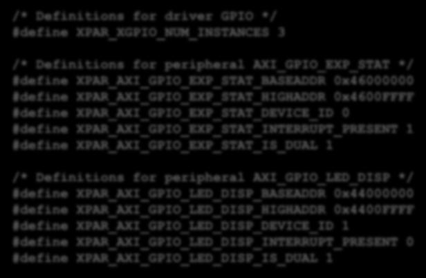 Board Support Package projekt xparameters.