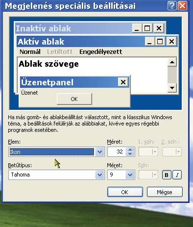 Állítsuk 19-re a méretet, így körülbelül ugyanolyan széles lesz, mint a gombok. 4 Ikonfelirat és menük Utolsó, lényeges beállításunk a programok menüinek és a Windows ikonjainak feliratát érinti.