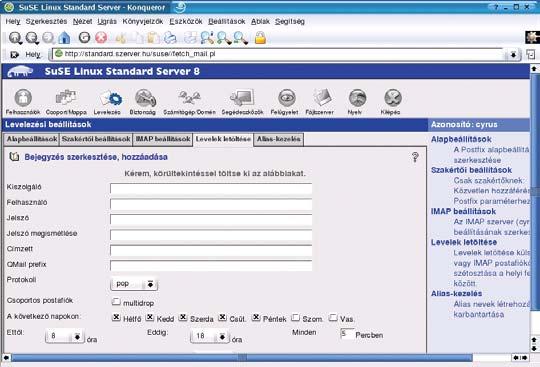 92 SuSE Linux Standard Server 8 Kis és közepes irodákba Elsõsorban olyan kisebb vállalatoknak és szervezeteknek szánják a SuSE Linux Standard Server 8-at, amelyek megbízható megoldást keresnek az