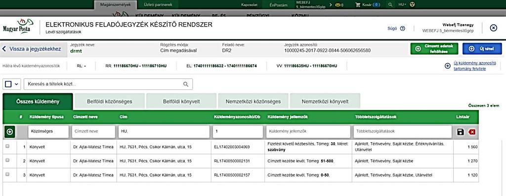 Az Adattörlés felirat megnyomásakor azonnal törlődik minden adat az összes beviteli mezőből. 6.4.2.