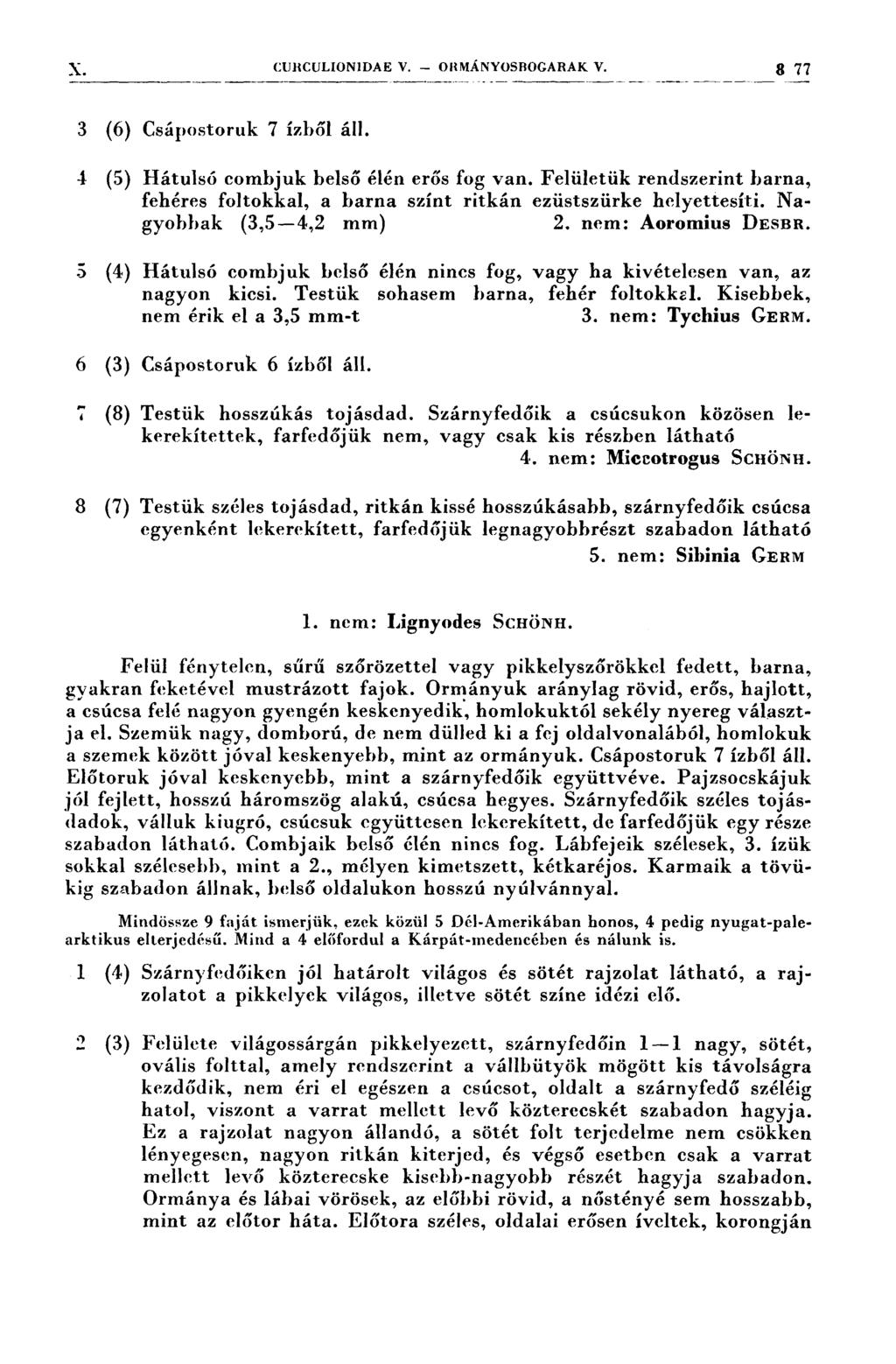 v cuııculionıdae v. ORMÁNYOSROGARAK V. 3 77 3 csápostoruk 7 ízből áll. 4 (5) Hátulsó combjuk belső élén erős fog van.