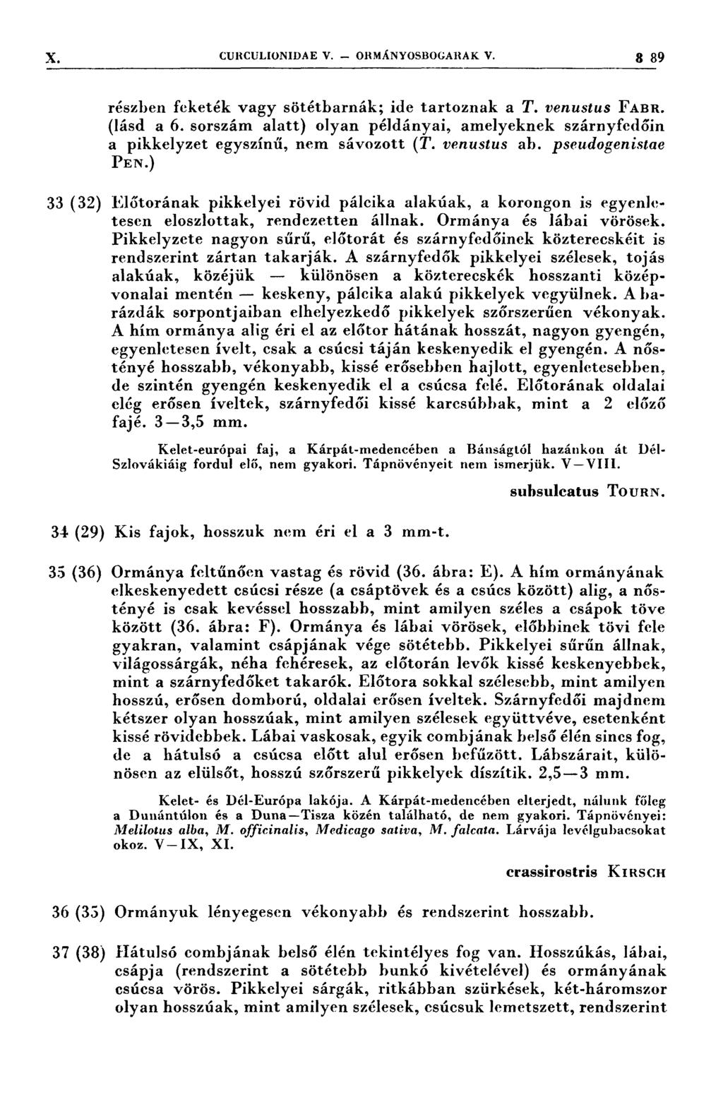 xl curcu1.ıon1dae V. ORMÁNYOSROGARAK V. 3 39.-,41 -Í 7, F7* H V v ' v ' " ' frt "' 7 7 ::-; 7-33 (32) részben feketék vagy sötétbarnák; ide tartoznak a T. venustus FABR. (lásd a 6.