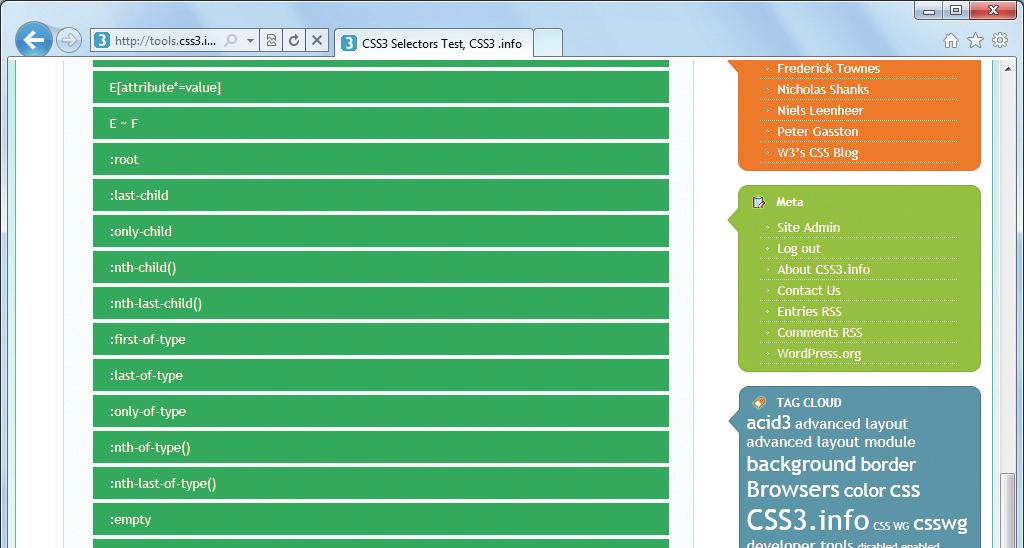 Mesterfogások program csak két nem igazán releváns bakit követ el, piros háttérrel pedig csak CSS3-as jelölőket találunk a listában.
