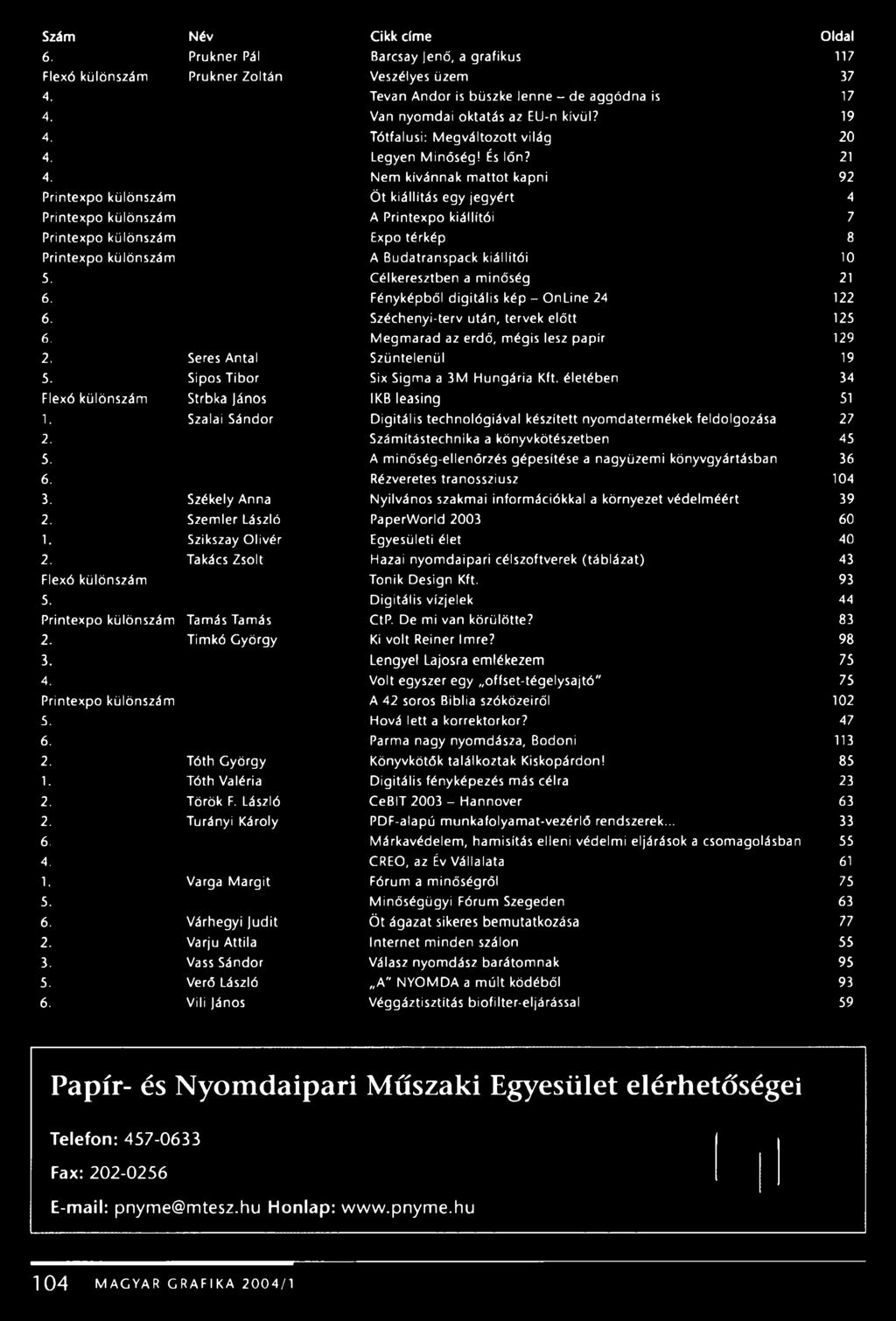 Nem kívánnak mattot kapni 92 Printexpo különszám Öt kiállítás egy jegyért 4 Printexpo különszám A Printexpo kiállítói 7 Printexpo különszám Expo térkép 8 Printexpo különszám A Budatranspack kiállítói