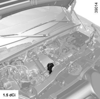 MOTOROLAJSZINT: utántöltés, feltöltés (1/2) 1 2 2 1 2 1 Utántöltés/feltöltés A jármű legyen vízszintes talajon, álló és hideg motorral (például az aznapi első elindulás előtt).