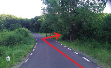 kb. másfél km-t a dombtetőn.