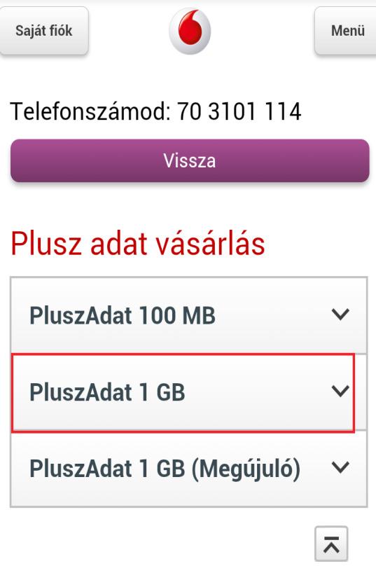 Plusz Adat vásárlására, amelyet csak a saját előfizetésen lehet felhasználni.