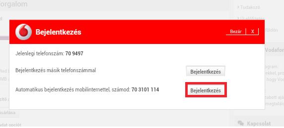 Bejelentkezés másik telefonszámmal a Netinfo oldalra
