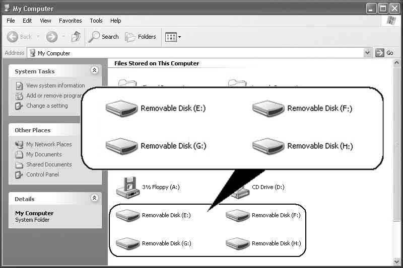 Meghajtó neve a számítógépen Removable Disk (Cserélhető lemez) (E:) Removable Disk (Cserélhető lemez) (F:) Removable Disk (Cserélhető lemez) (G:) Removable Disk (Cserélhető lemez) (H:) A hozzá