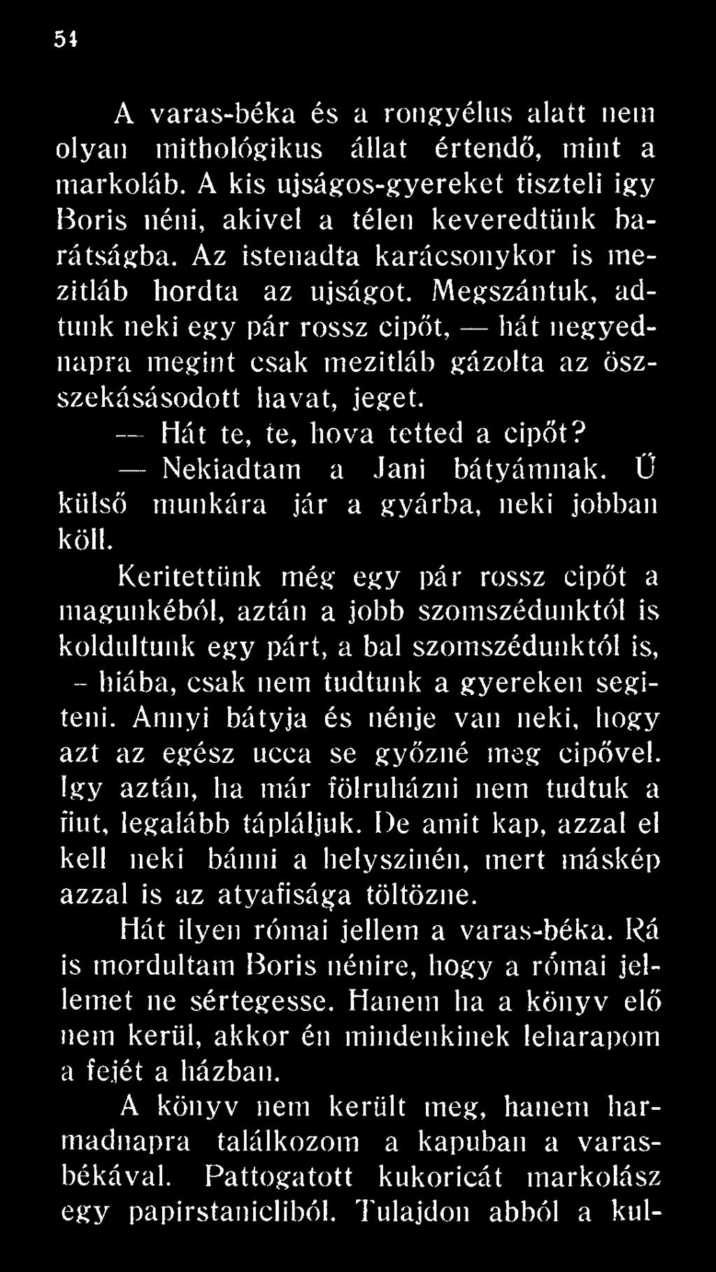 Annyi bátyja és nénje van neki, hogy azt az egész ucca se győzné meg cipővel, így aztán, ha már fölruházni nem tudtuk a fiút, legalább tápláljuk.