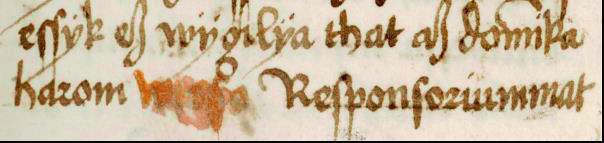 Ilyen még a 79/13 is, ahol a rubrummal írt Ewangÿelium szó eleje alatt barna törölt írás látszik, mintha az előző szó (weternÿen) kezdete lenne kivehető.