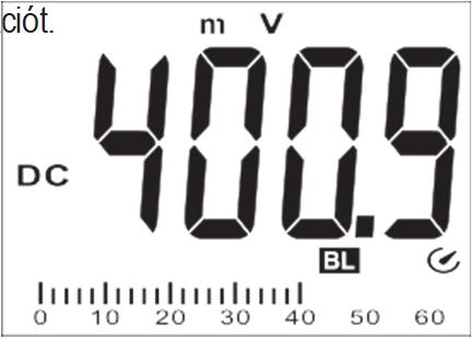 e) Feszültségmérés mv Kis, max. 600 mv, magas felbontású feszültségek méréséhez egy saját mérési funkció áll rendelkezésre.