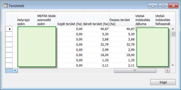 Termeltetési szerződések áttekintő ablak Terület nyilvántartás A terület nyilvántartás modul klasszikus CRM funkciókat