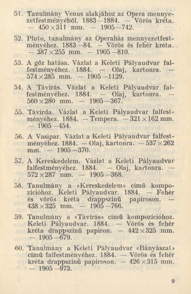 51. Tanulmány Venus alakjához az Opera mennyezetfestményéből. 1883 1884. Vörös kréta. - 450x311 mm. - 1905 742. 52. Plútó, tanulmány az Operaház mennyezetfestményéhez. 1883 84. Vörös és fehér kréta.