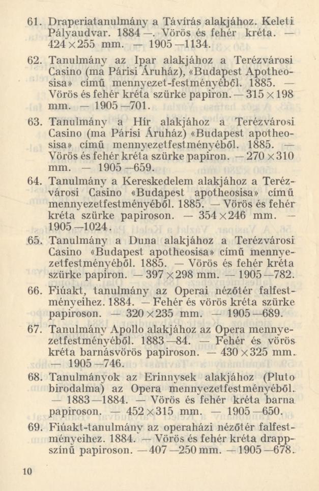 61. Draperiatanulmány a Távírás alakjához. Keleti Pályaudvar. 1884. Vörös és fehér kréta. 424x255 mm. - 1905-1134. 62.