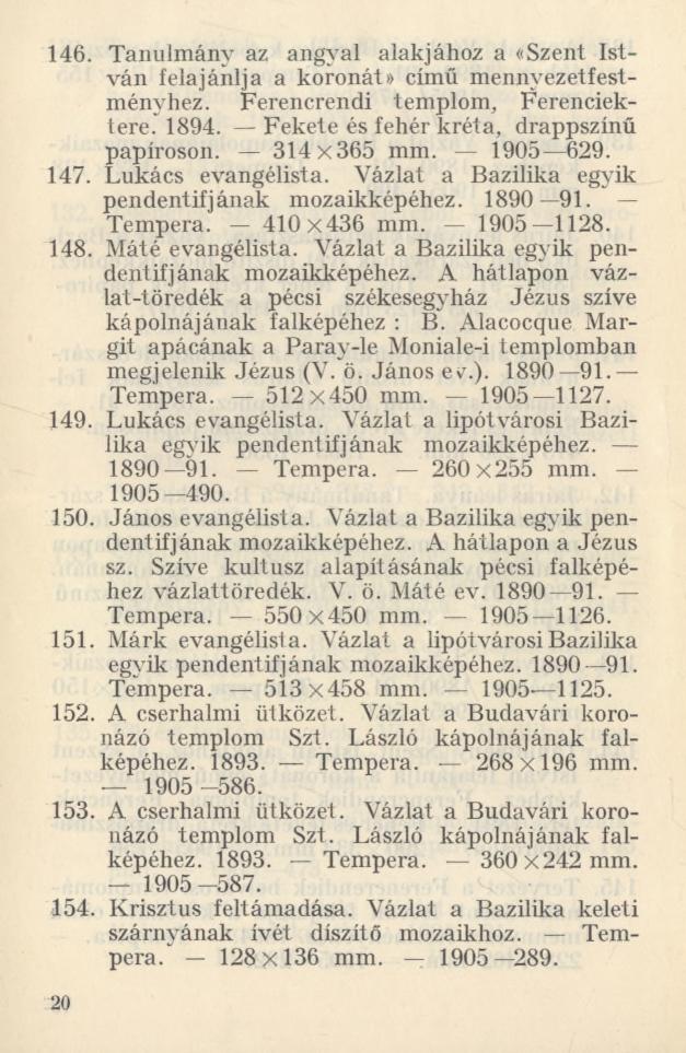 146. Tanulmány az angyal alakjához a «Szent István felajánlja a koronát» című mennyezetfestményhez. Ferencrendi templom, Ferenciektere. 1894. Fekete és fehér kréta, drappszínű papíroson. 314x365 mm.