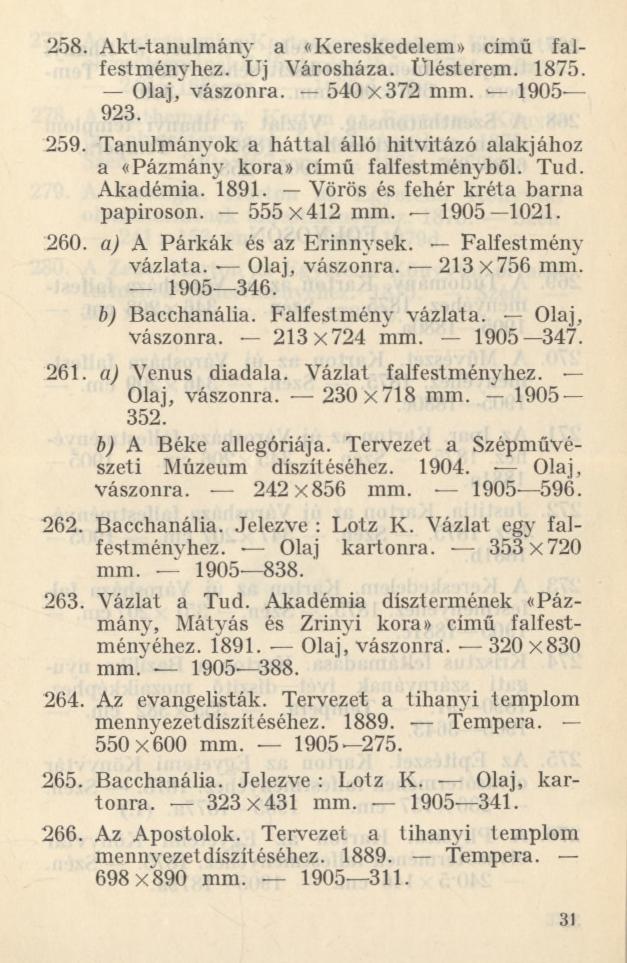258. Akt-tanulmány a «Kereskedelem» című falfestményhez. Uj Városháza. Ülésterem. 1875. Olaj, vászonra. 540x372 mm. 1905 923. 259.