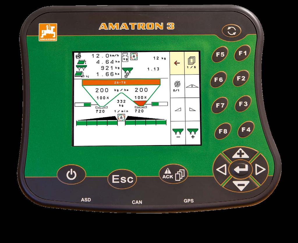 ZA-TS és ZG-TS AMATRON 3 Az ISOBUS terminál minden funkcióhoz AMATRON 3 A számítógép feladatkezelővel (Task Controller) és az Automatizált Területfüggő Dokumentációhoz (ASD) megfelelő csatlakozással