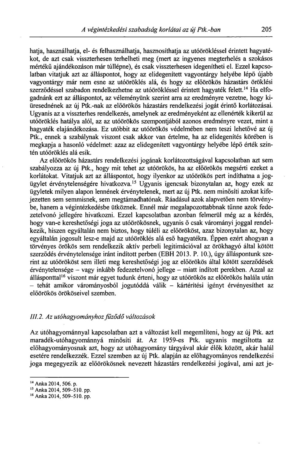 A végintézkedési szabadság korlátai az új Ptk.