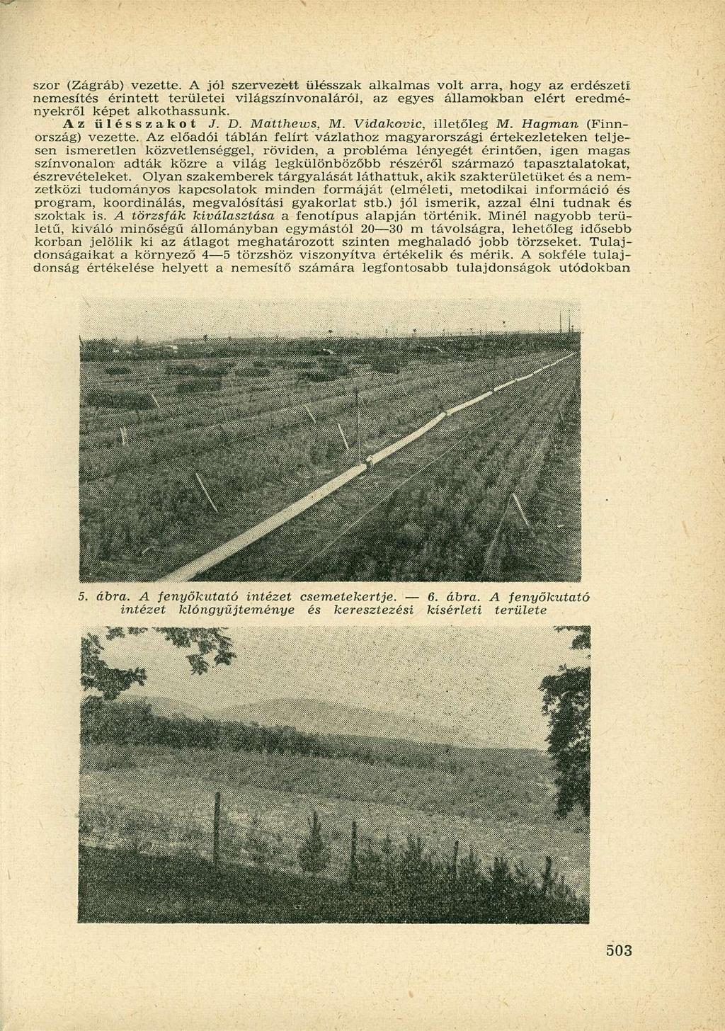 szor (Zágráb) vezette. A jól szervezett ülésszak alkalmas volt arra, hogy az erdészeti nemesítés érintett területei világszínvonaláról, az egyes államokban elért eredményekről képet alkothassunk.