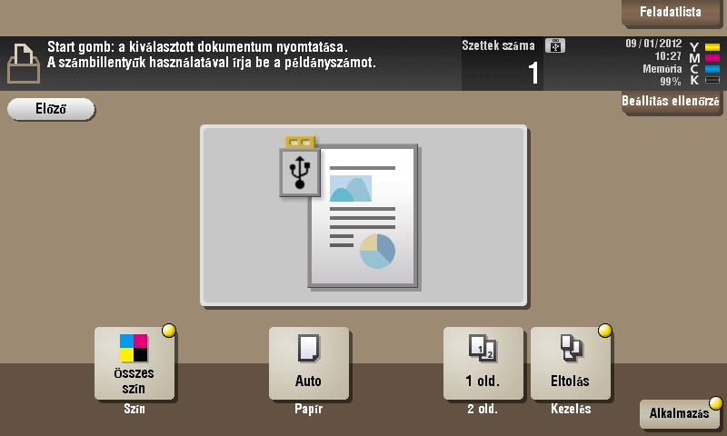 3.6 USB-memória használata 3 3 Válassza ki a nyomtatni kívánt adatokat, majd koppintson a