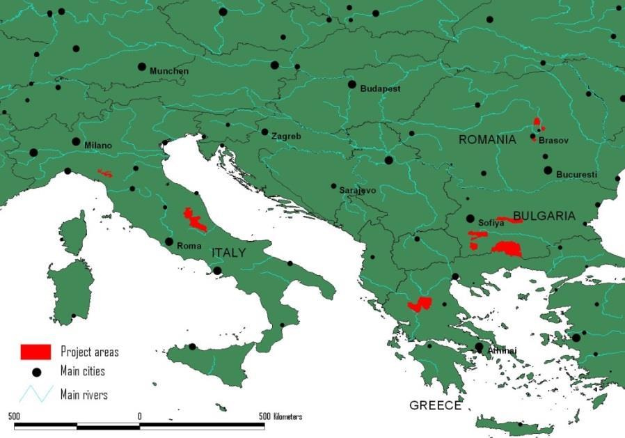 Basilicata(Italia) Calabria(Italia) Sicilia(Italia) Sardegna(Italia) Associated Romania(Romania) Veszélyek: A nagyragadozókat (mint a farkasok (Canis lupus) és a medvék (Ursus arctos)) általában