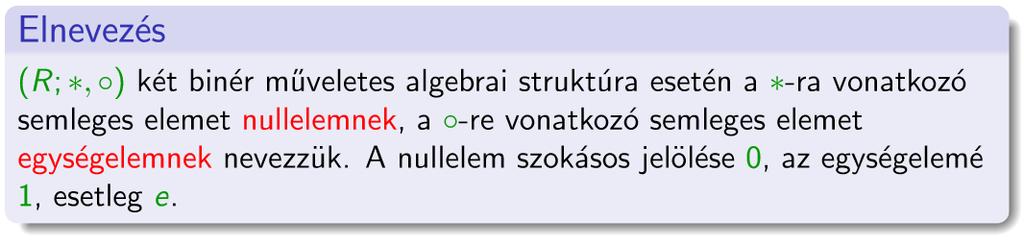 Definiáld a gyűrű fogalmát! 23.