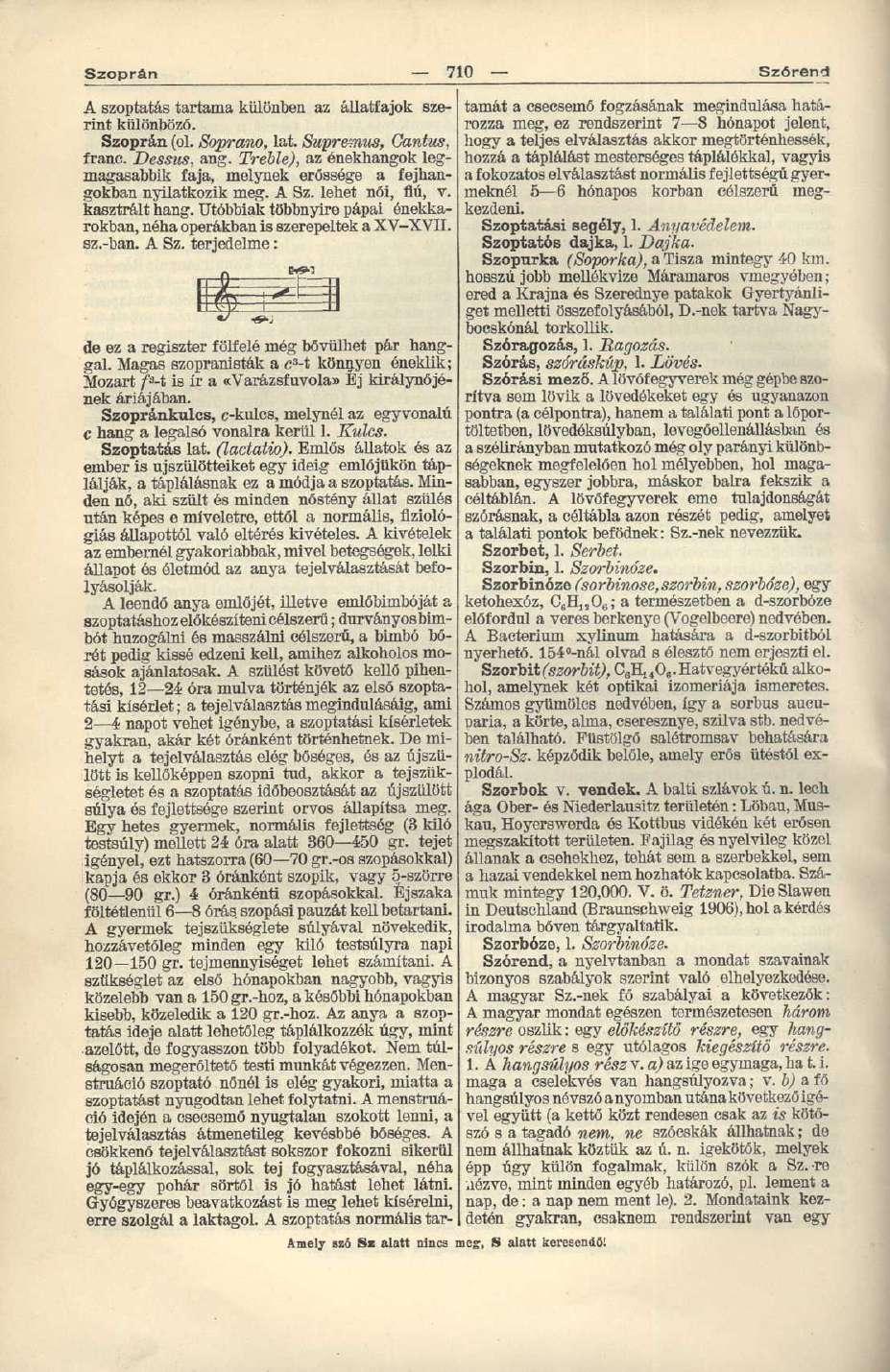 Szoprán 710 Szórend A szoptatás tartama különben az állatfajok szerint különböző. Szoprán (ol. Soprano, lat. Suprmnus, Cantus, franc. Dessus, ang.