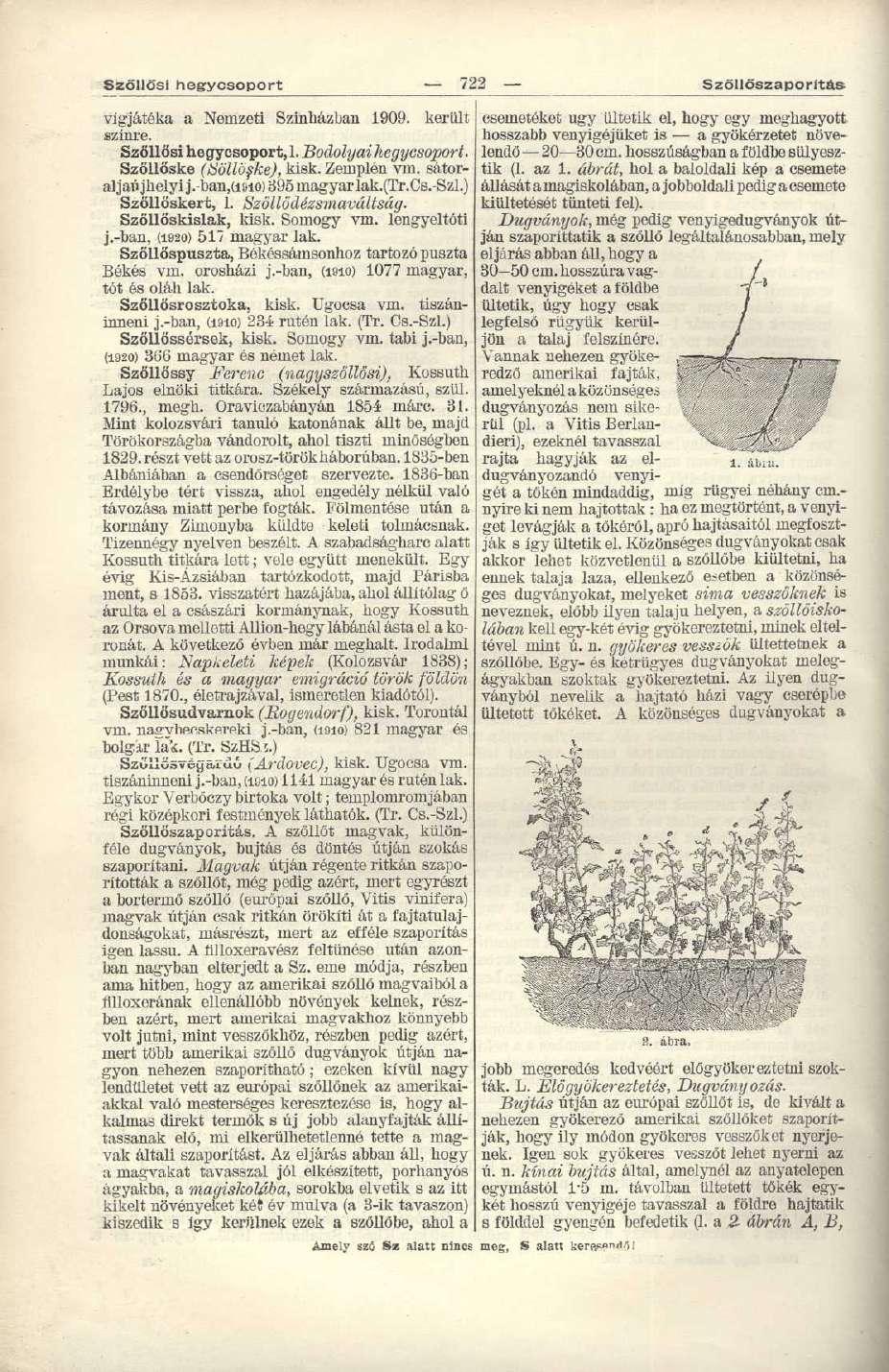 Szőllösi hegycsoport 722 Szöllöszaporitás. vígjátéka a Nemzeti Színházban 1909. került színre. Szőllösi hegycsoport, 1. Bodolyai hegycsoport. Szöllöske (Söllöske), kisk. Zemplén vm.