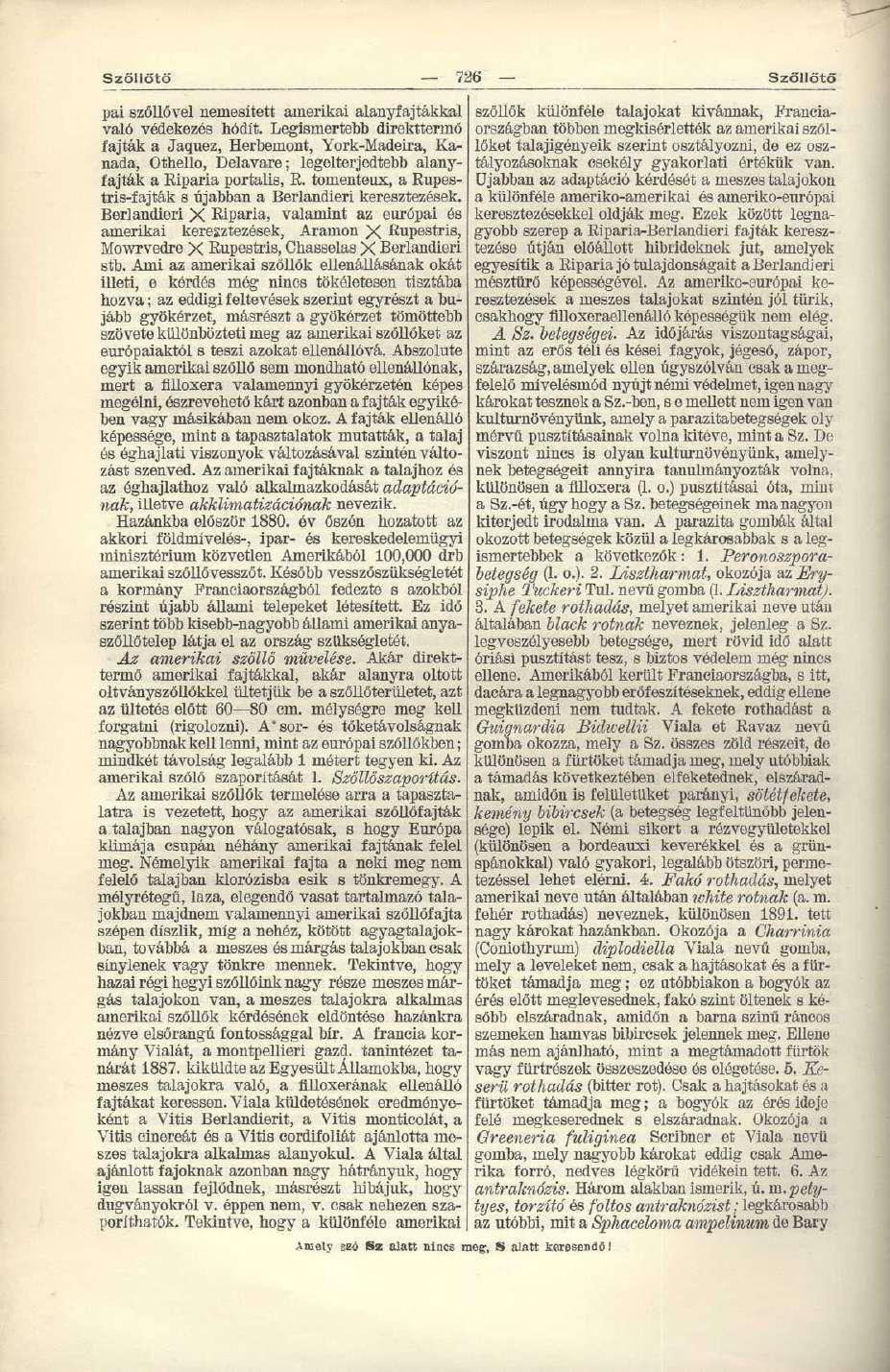 Szőliőtö 726 Szőllőtő pai szőllővel nemesített amerikai alanyfajtákbal való védekezés hódit.