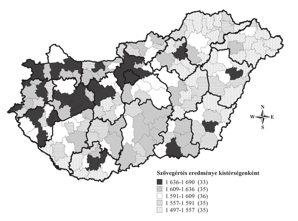 Hegedűs Roland: Tizedik osztályos tanulók teljesítményének területi különbségei 1. ábra.