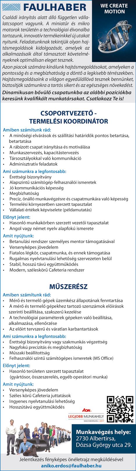 +36 30 331 2984 fon: +36 30 473 3630 ALBERTIRSAI hűtőházba minőségellenőrt (MEO-s) és tikettírót felveszünk. Érdeklődni a +36-53/570-147-es telefonszámon.