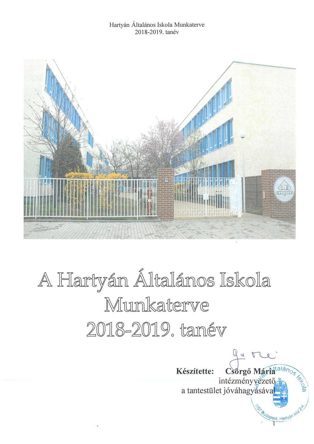Hartyán Általános Iskola Munkaterve tanév - PDF Free Download