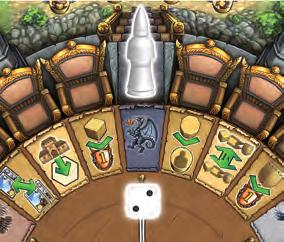 A köre során az aktív játékos választ egyet a kockáiból, és lép vagy a lovagjával, vagy Merlinnel az akciórondellán a kocka
