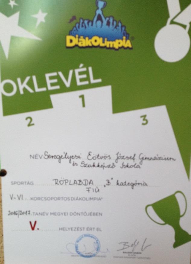 16:00 A Dunaújvárosban megrendezett RÖPLABDA Diákolimpián iskolánk válogatottja is részt vett Zách György tanár úr vezetésével.