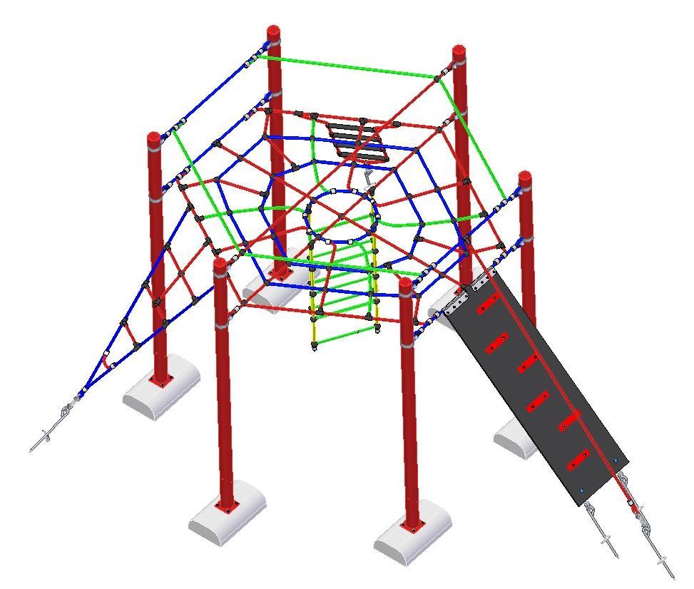 Szerelési utasítás Hexagon mászóerőd Hexagon mászóerőd fő egységei: - Tartóoszlop D101,6x3x2900 - Hexagon