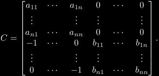 Műveletek mátrixokkal bal alsó sarkában az az típusú mátrix, melynek főátlójában minden elem, máshol minden elem nulla, jobb alsó sarkában pedig a B mátrix van: A Laplace-féle kifejtési tétel első n