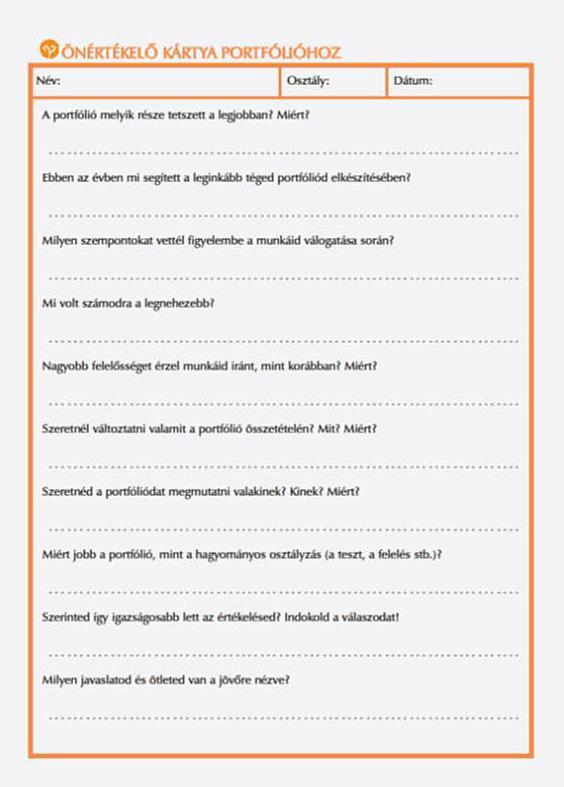16. ábra: Munkalap a portfólió önértékeléséhez 22 22 MAGTAR-IV-Melleklet-11.pdf.