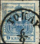 / Typography, on letter piece, 3+3 krajcár value, type III., Gran cancellation, B0.3, Gudlin R. 1850. Könyvnyomat, 24 db bélyeg 29. tétel 1850.