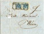 / Zone III, II lats letter, 18 krajcár value, sent from Pesth to Wien, with full letter content, machine-made paper, type III. 1853.
