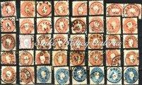 / Typography with embossed printing, on letter piece, 9 pieces with beautiful cancellations. 1861.