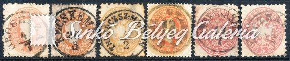74-99 74. tétel 1861/64. Könyvnyomat, 6 db lebélyegzés 75. tétel kivágás 1863.