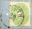 / Typography with embossed printing, on letter piece, without watermark, 14 perforation, 13 pieces with Hungarian cancellations. Kikiáltási ár: 5.