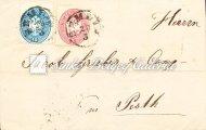 / Distance letter, Raab - Pest, 5 krajcár from 1863, franked with postal stationery stamp cut from an envelope. Kikiáltási ár: 4.000 Ft 1864.