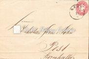/ Distance letter, Szegedin - Nachod, postal stationery envelope with 15 krajcár, size 147x84 mm. 1866.11.01.